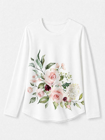 Floral Cotton Tee in White