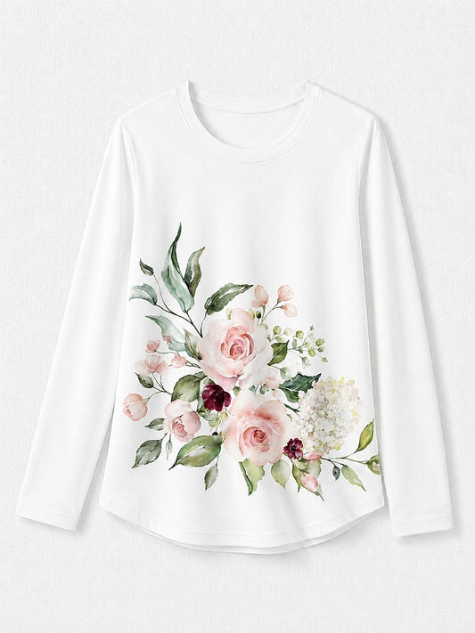 Floral Cotton Tee in White
