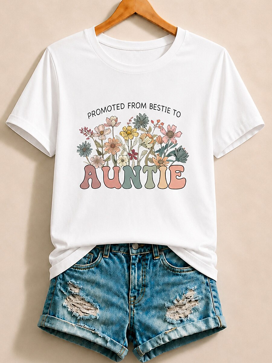 Promoted From Bestie To Auntie With Wildflowers - Life Stories Cotton Tee