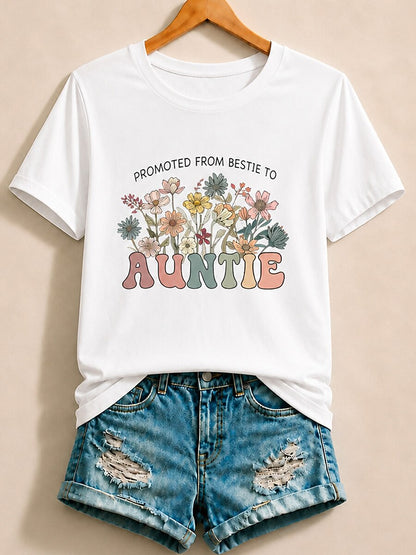 Promoted From Bestie To Auntie With Wildflowers - Life Stories Cotton Tee