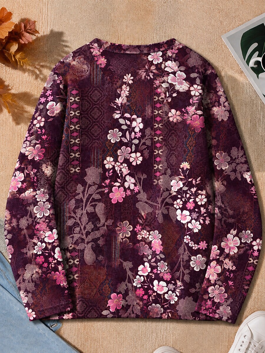 Delicate Floral Blossoms - Flora Cotton Long Sleeve Tee