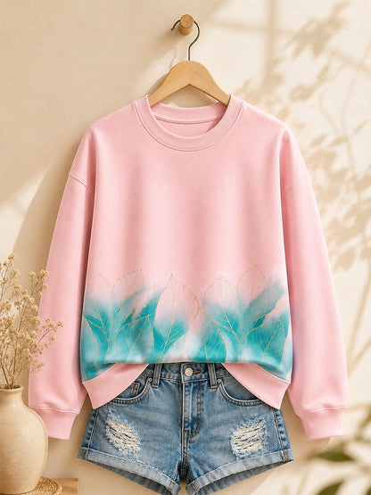 Blue Pink Floral Sweatshirt in Blue