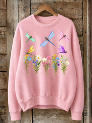 Dragonflies Above Wildflowers - Life Stories Cotton Blend Sweatshirt