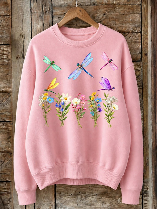 Dragonflies Above Wildflowers - Life Stories Cotton Blend Sweatshirt