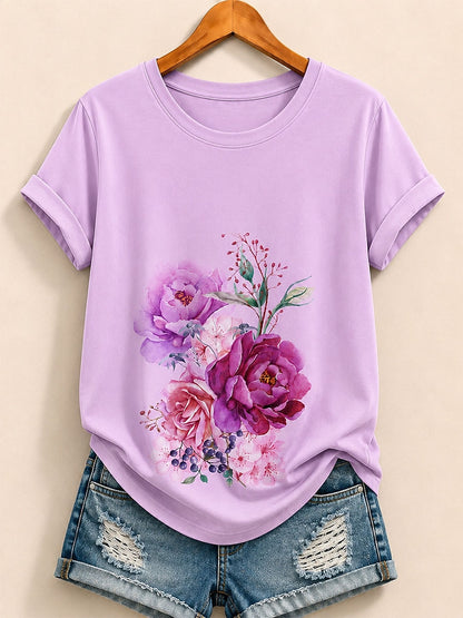 Pink Botanical Long Tee in Pink