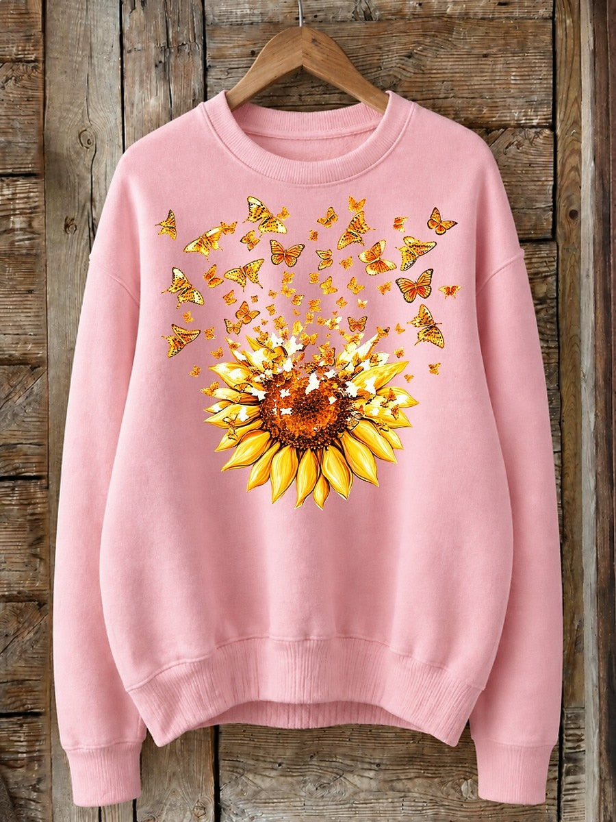 Sunflower And Butterflies - Life Stories Cotton Blend Sweatshirt