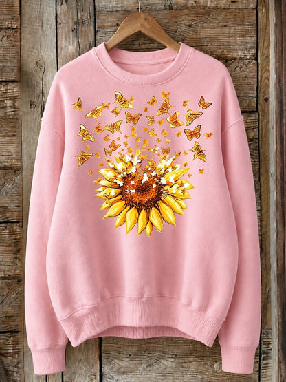Sunflower And Butterflies - Life Stories Cotton Blend Sweatshirt