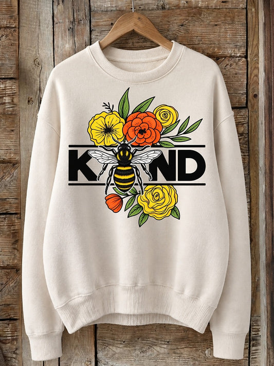 Bee Kind With Flowers - Life Stories Cotton Blend Sweatshirt