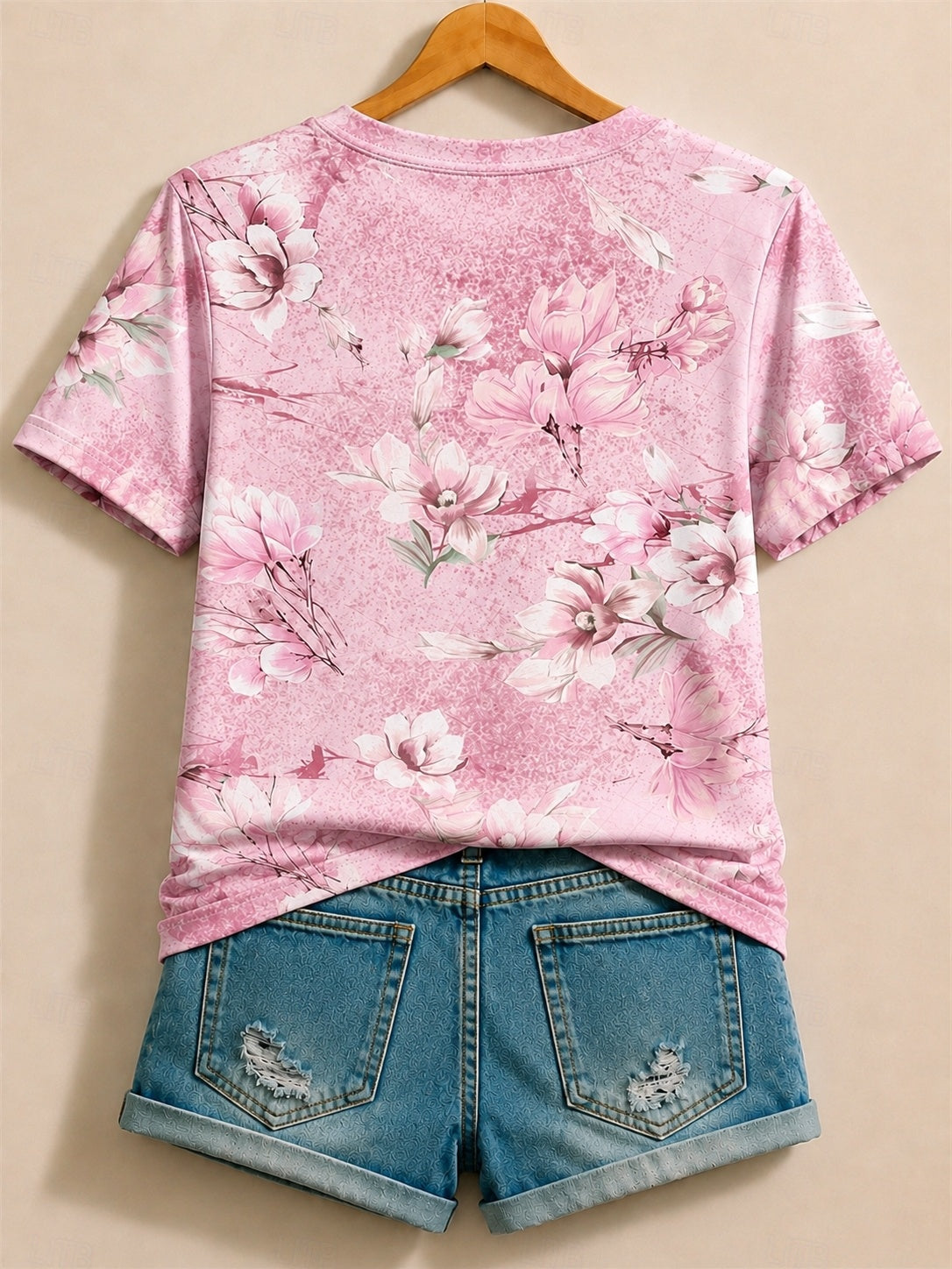 Allover Cherry Blossom Branches - Flora Cotton Tee