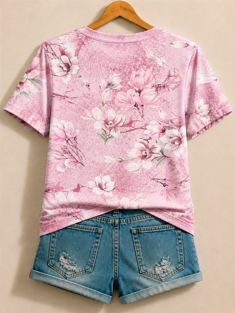 Allover Cherry Blossom Branches - Flora Cotton Tee