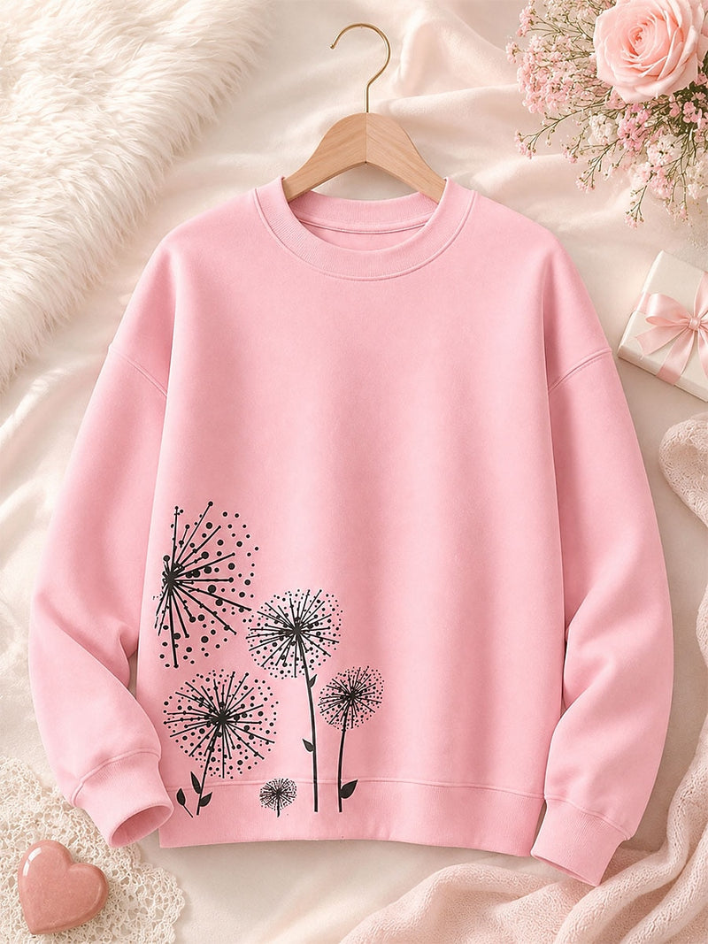 Pusteblumen-Wünsche – Botanische Baumwoll-Sweatshirt-Geschichte